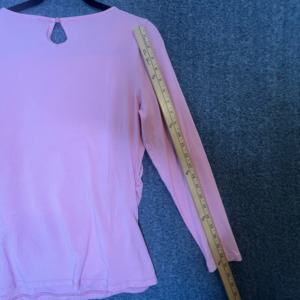 Talbots Blouse Womens SP Pink Ruched Side Keyhole Back Rayon Stretch Career Top - Picture 10 of 10